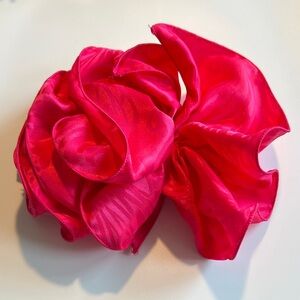 Vintage 80s 90s Hot Pink Big Puffy Hair Bow Barrette